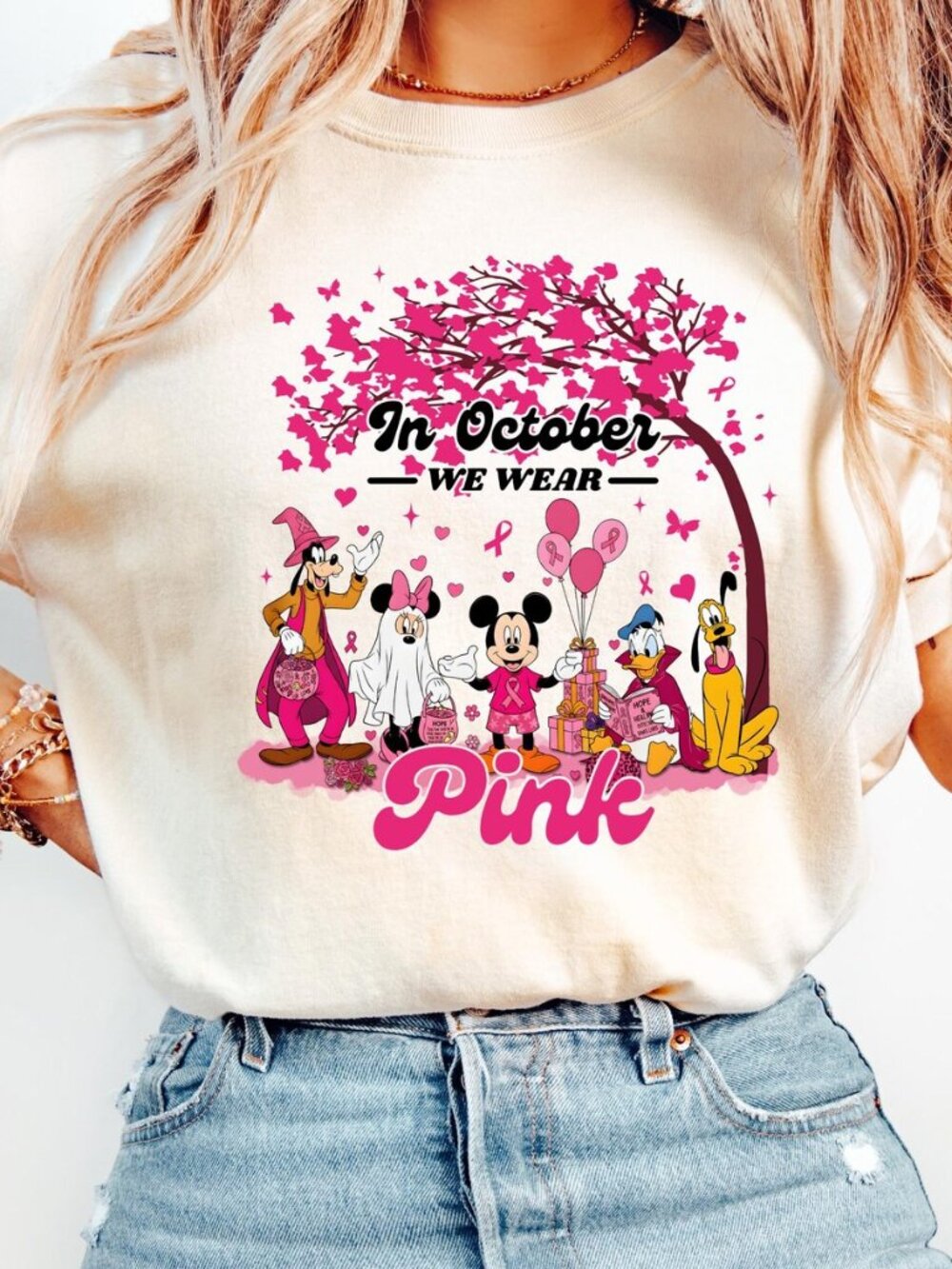 In October We Wear Pink Disney Breast Cancer Awareness Shirt